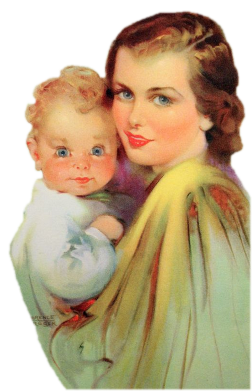 tube png mère enfant vintage